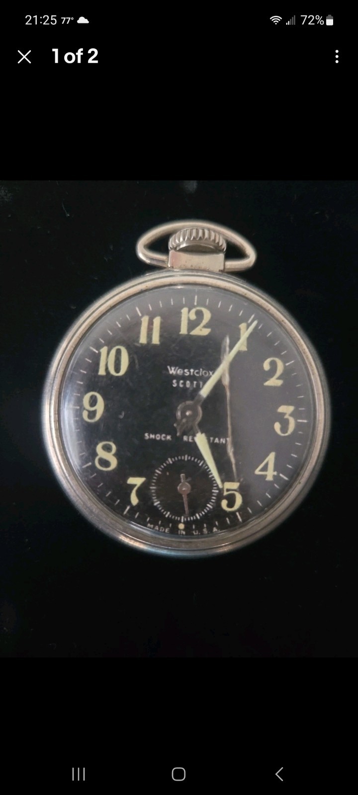 Westclox Vintage Silver Tone Pocket Watch Manual Wind Scotty (READ )