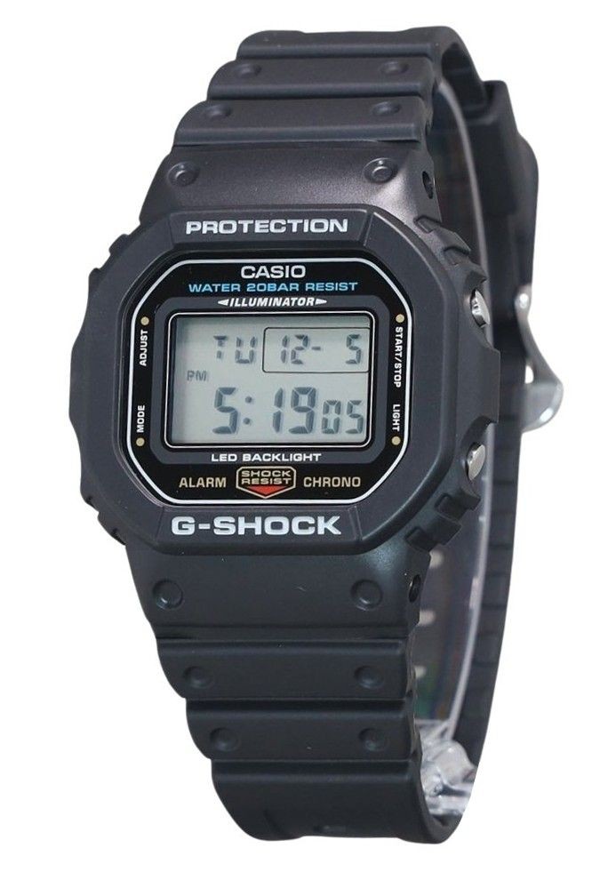 Casio G-Shock Digital Resin Strap Black Dial Quartz DW-5600UE-1 200M Mens Watch
