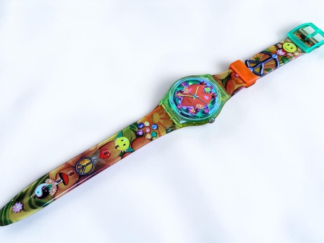 Swatch Love Peace & Happiness GJ118 1996 Micha Klein Art Original Box