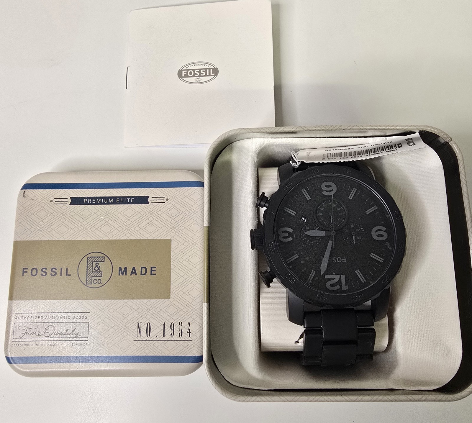 Fossil Nate JR1401 Men’s Black Chronograph Watch 50mm New w