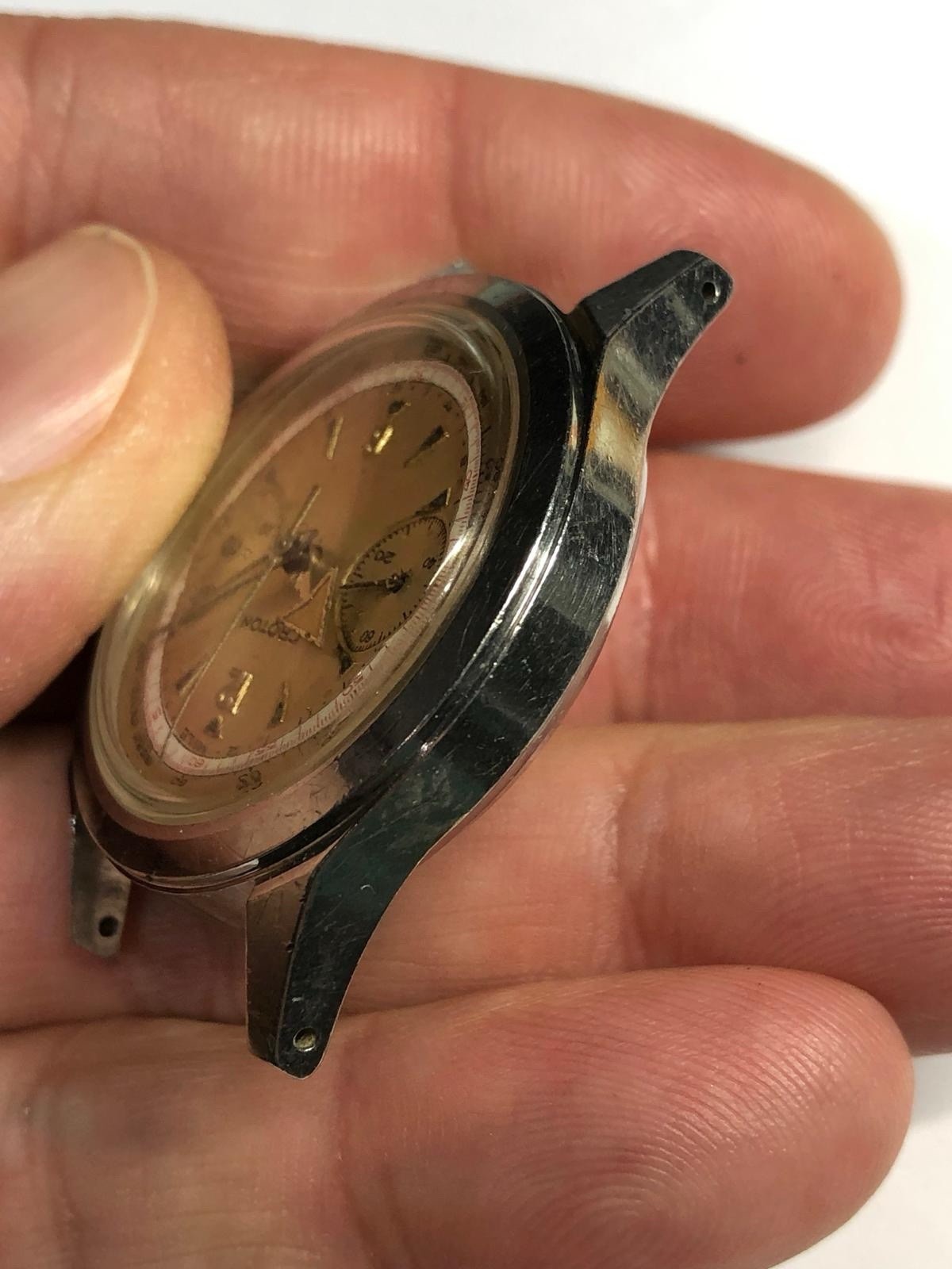 Croton Chronograph Venus 210 Spillman Case Working For Parts Rare Vintage Watch