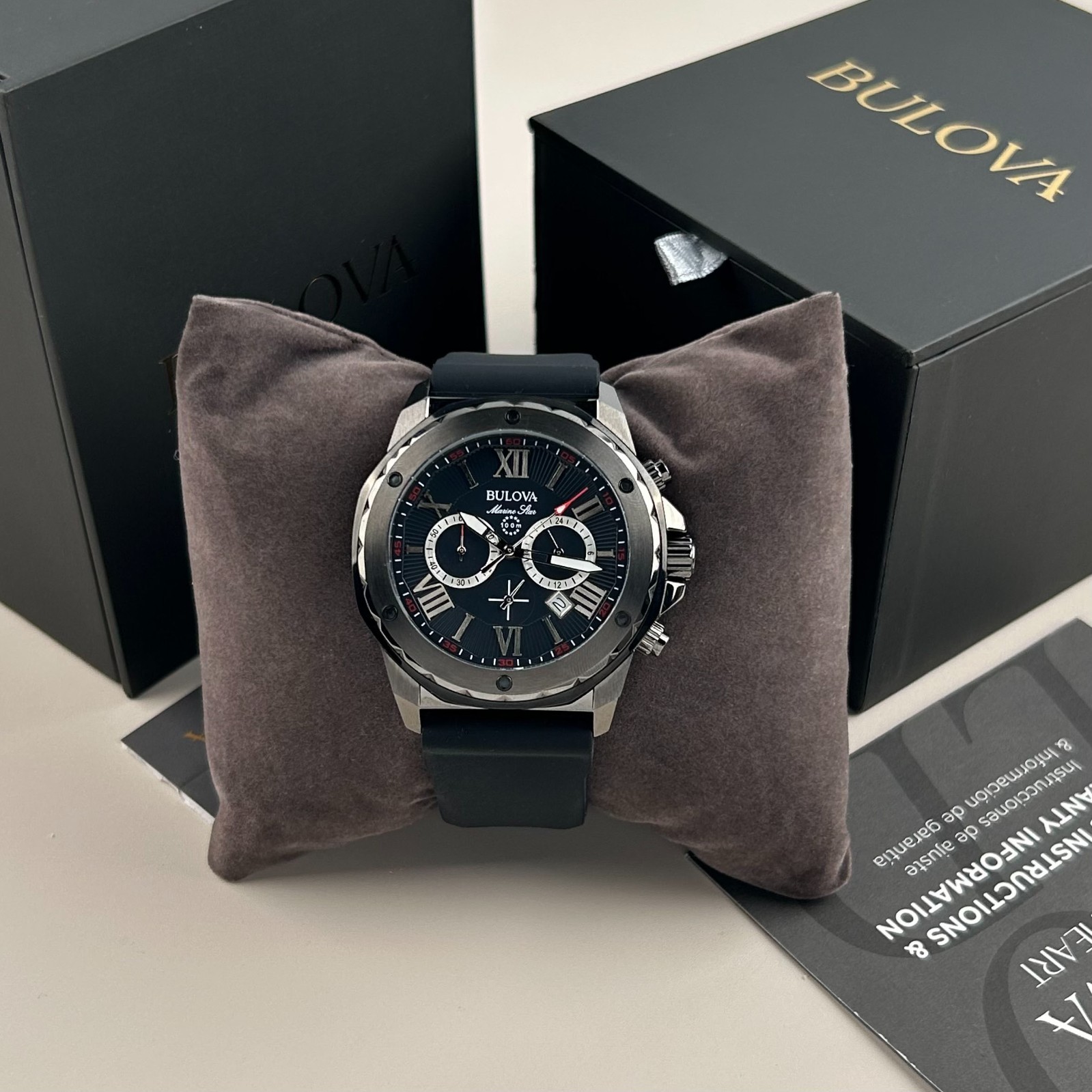 Bulova Marine Star 98B259 Chronograph Black Rubber Strap Men’s Quartz Watch