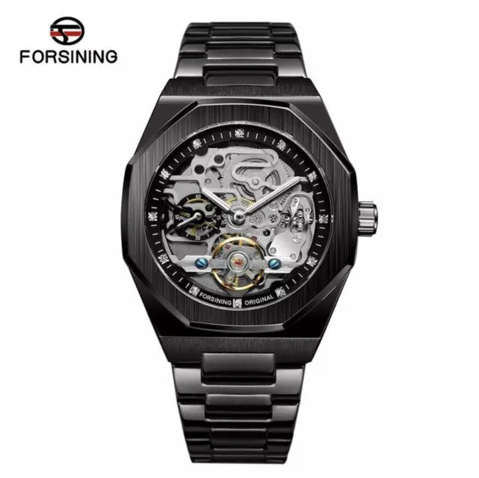 Men’s Watch Skeleton Mechanical Luminous Luxury Waterproof Sport Octagon Shaped