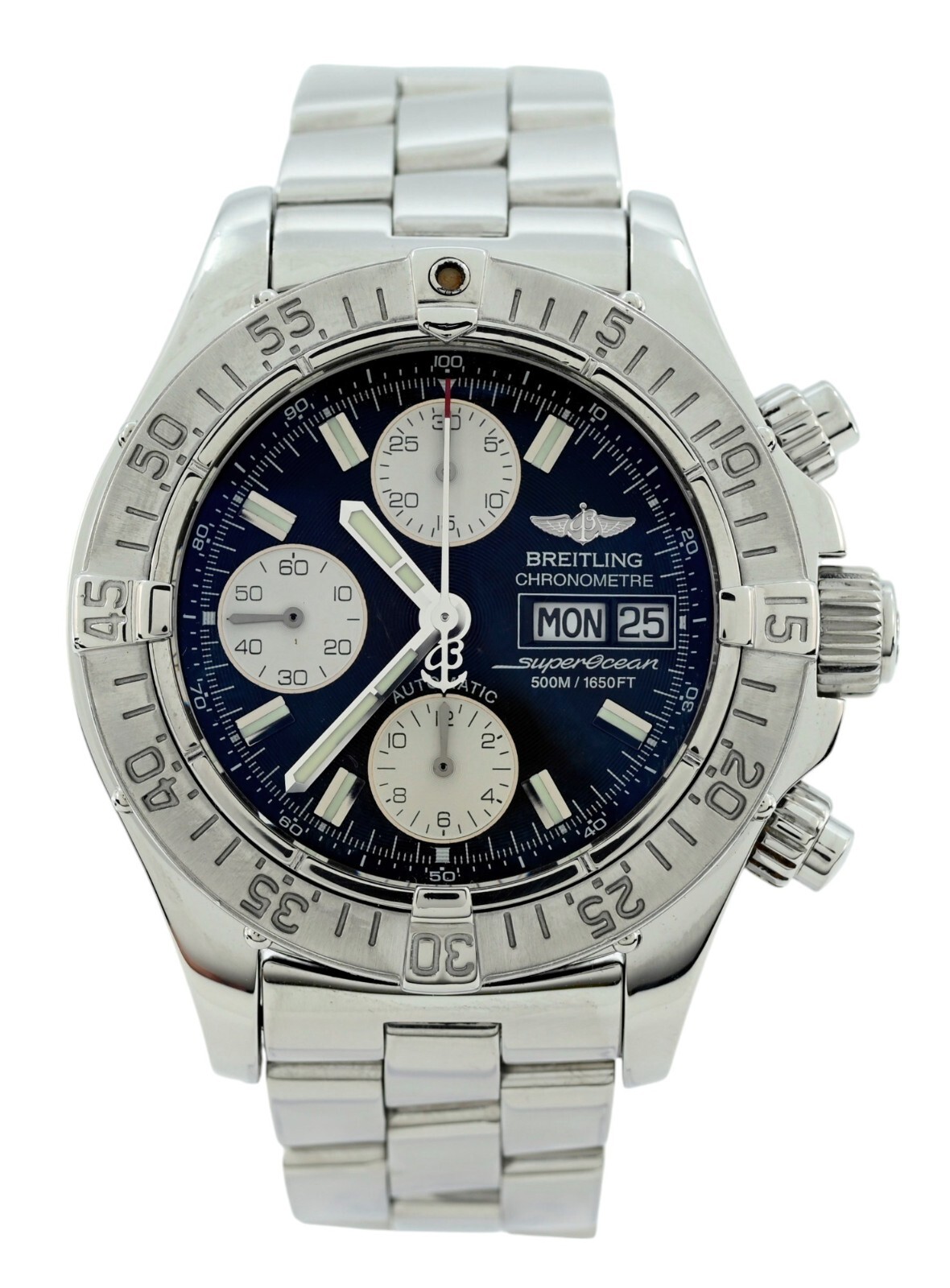 Breitling Men’s 42mm Super Ocean 500M Black Dial Automatic SS Watch Ref: A13340!