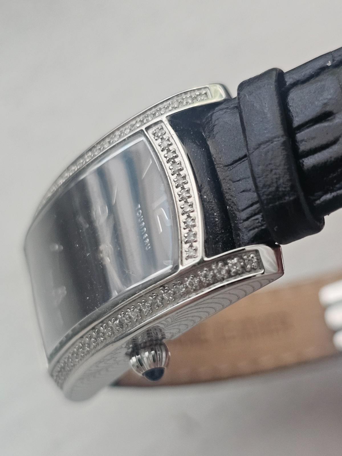 TOURNEAU Diamond Bezel Swiss Ladies Watch 20 x 29mm Ref 34005-A-Blk Quartz w/Box