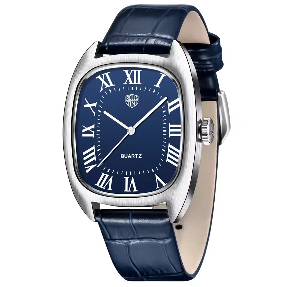 Rollstimi 7904 36mm Luxury Tonneau Dress Watch Hardex Lens 50m Seiko VH31 Quartz