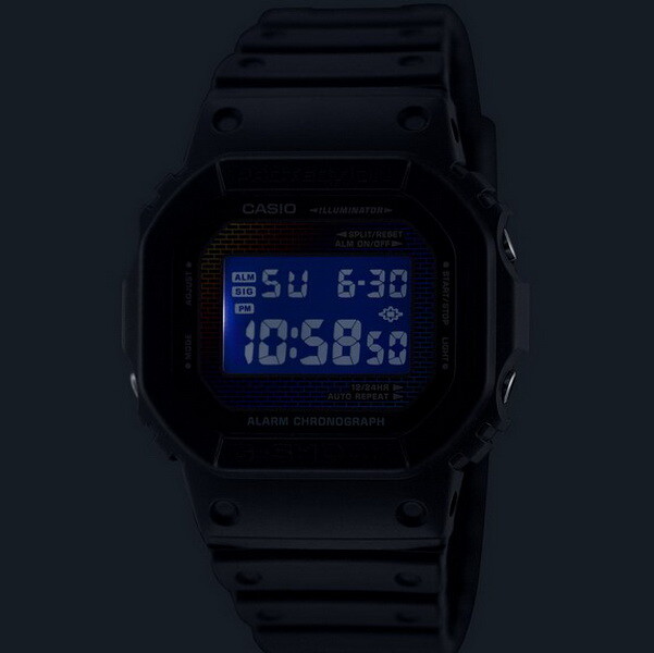 Casio G-Shock DW5600RW-1 Rainbow Brick Wall Pattern Dial Digital Black Watch