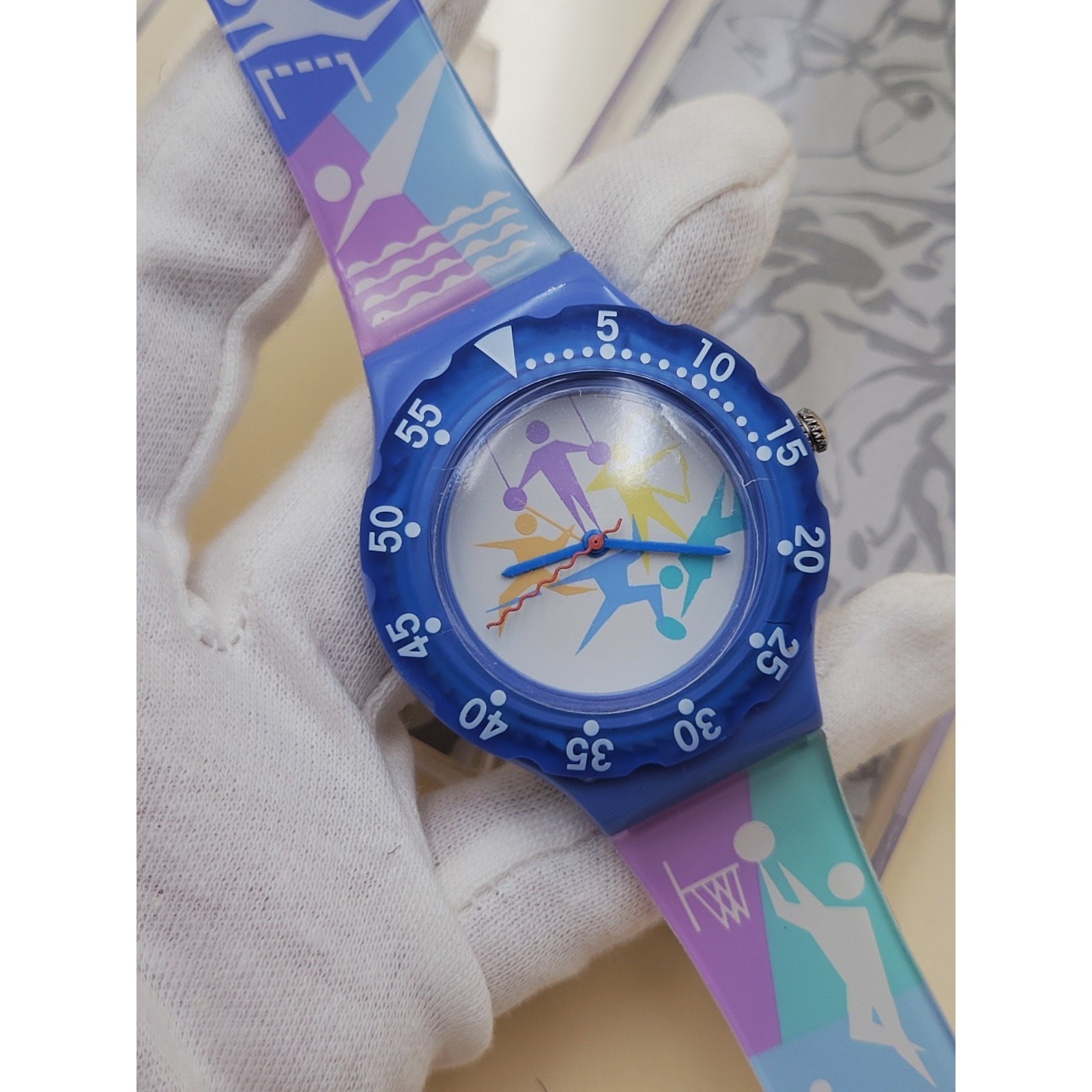 RARE Singapore Airlines Surf Watch Promo Quartz Sports Dial Colorful 90s Works