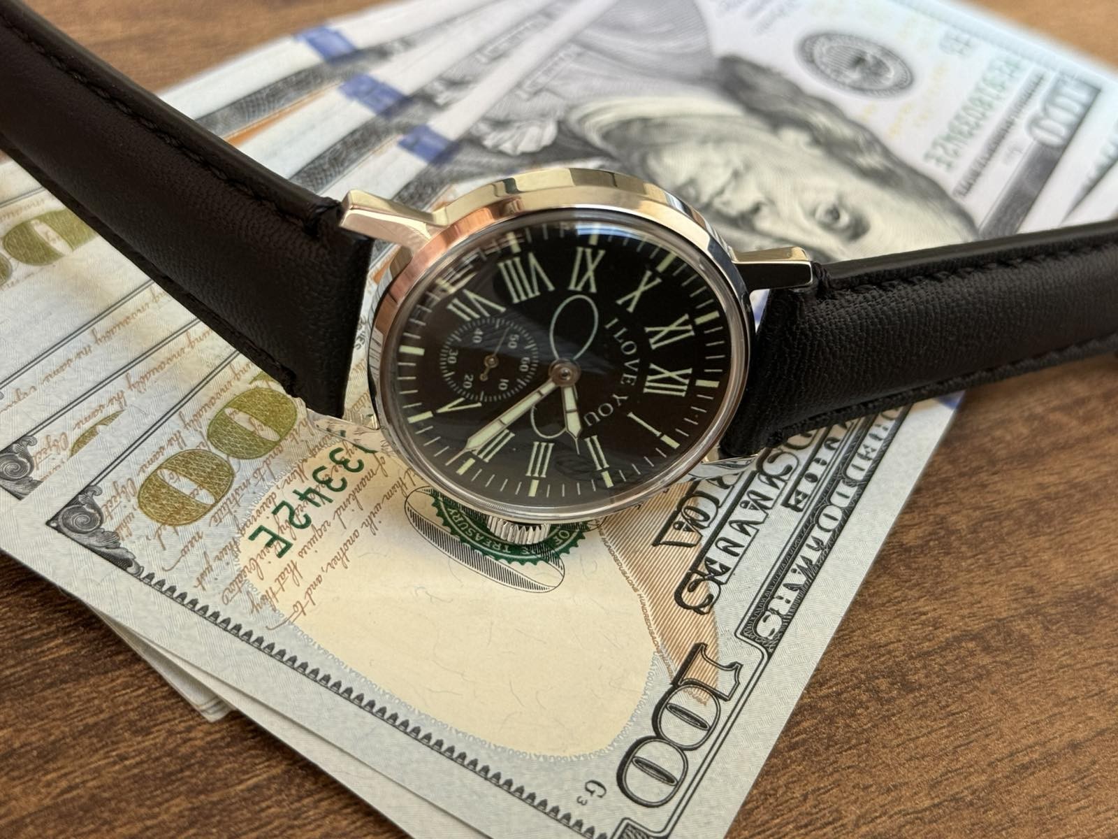 Watch Mechanical LOVE Infinity Wrist Men Black Roman Gift Wife Pobeda Russian