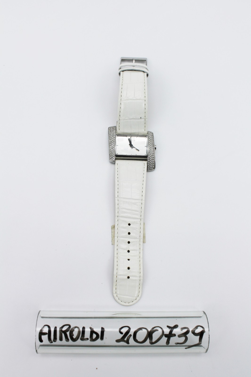 Women’s Leather/Steel Wrist Watch, White, 200739 AIRROLDI