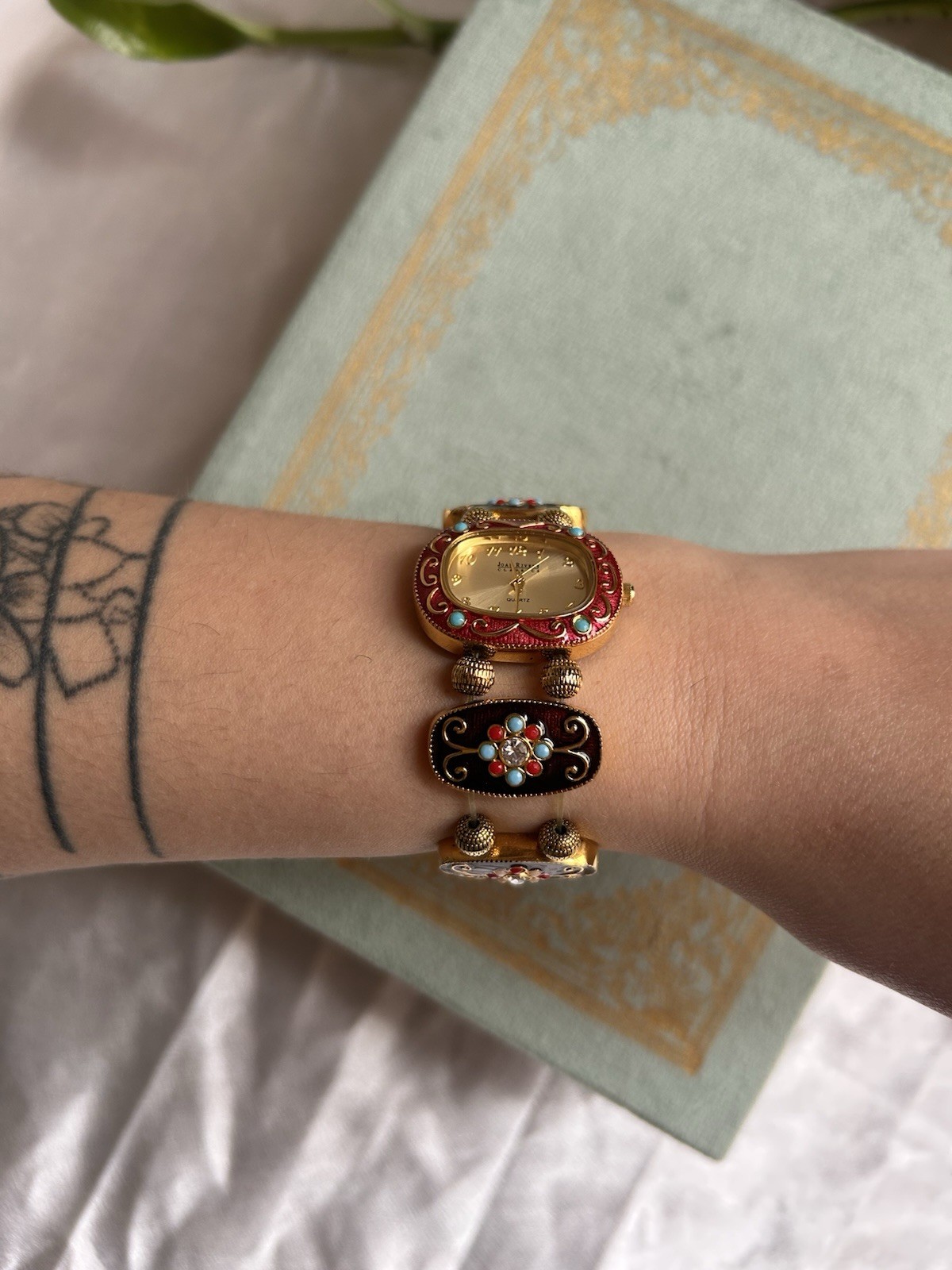 Vintage RARE Joan Rivers Floral Porcelain Watch