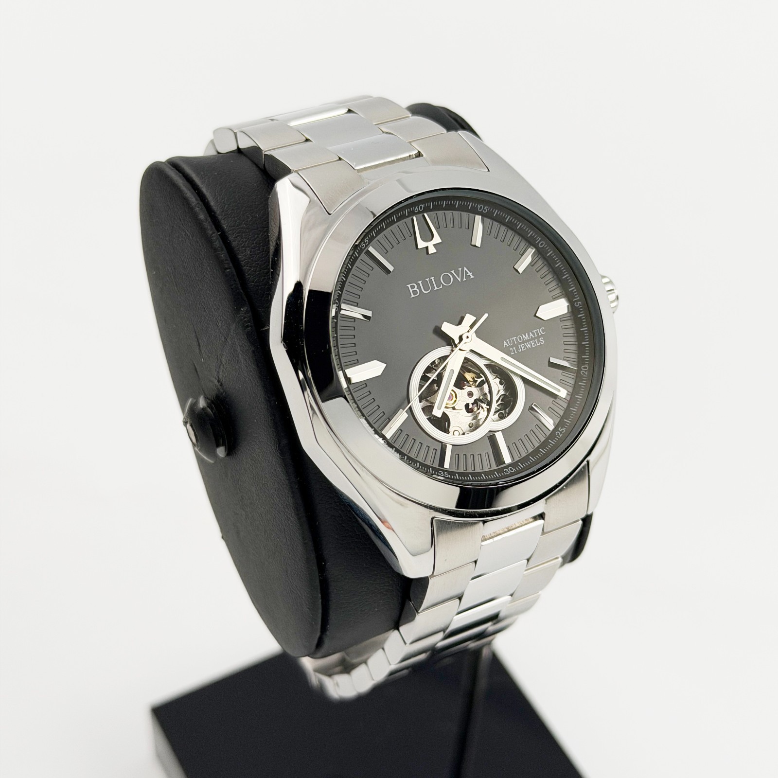 Bulova Surveyor 42 MM Automatic Men Watch Black Dial Stainless Steel 96A270