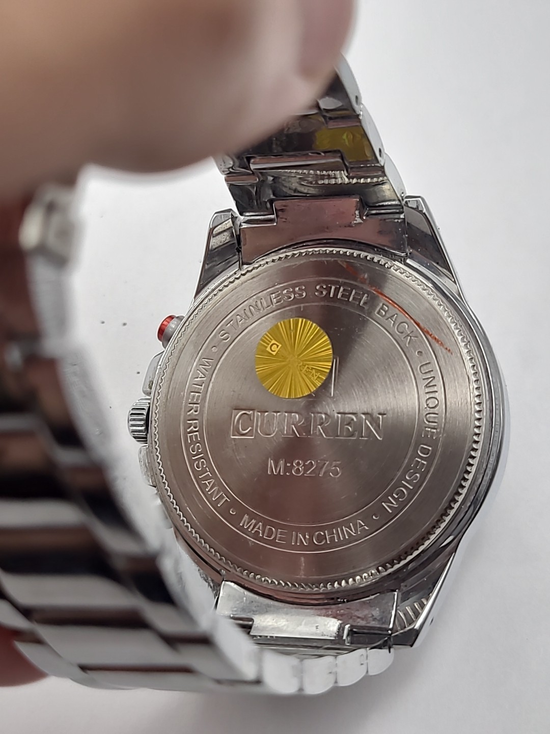 Curren M-8275 Men’s Analog Watch Silver Case Faux Multi Dial New Battery Working