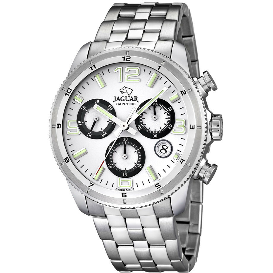 JAGUAR J687 4 WHITE CHRONOGRAPH WATCH MINERAL STEEL ORIGINAL MEN’S WATCH