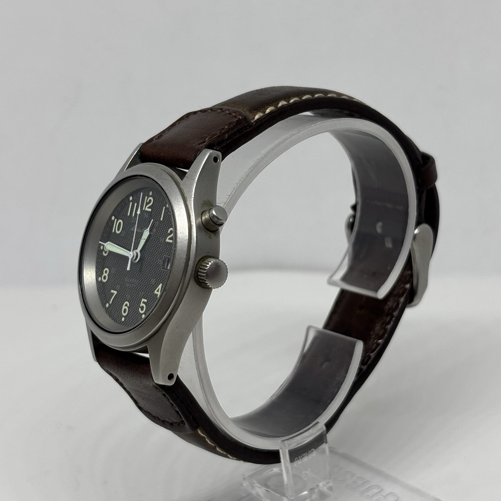 Eddie Bauer Light Up Field Watch Date Quartz Analog New Battery 36mm Military