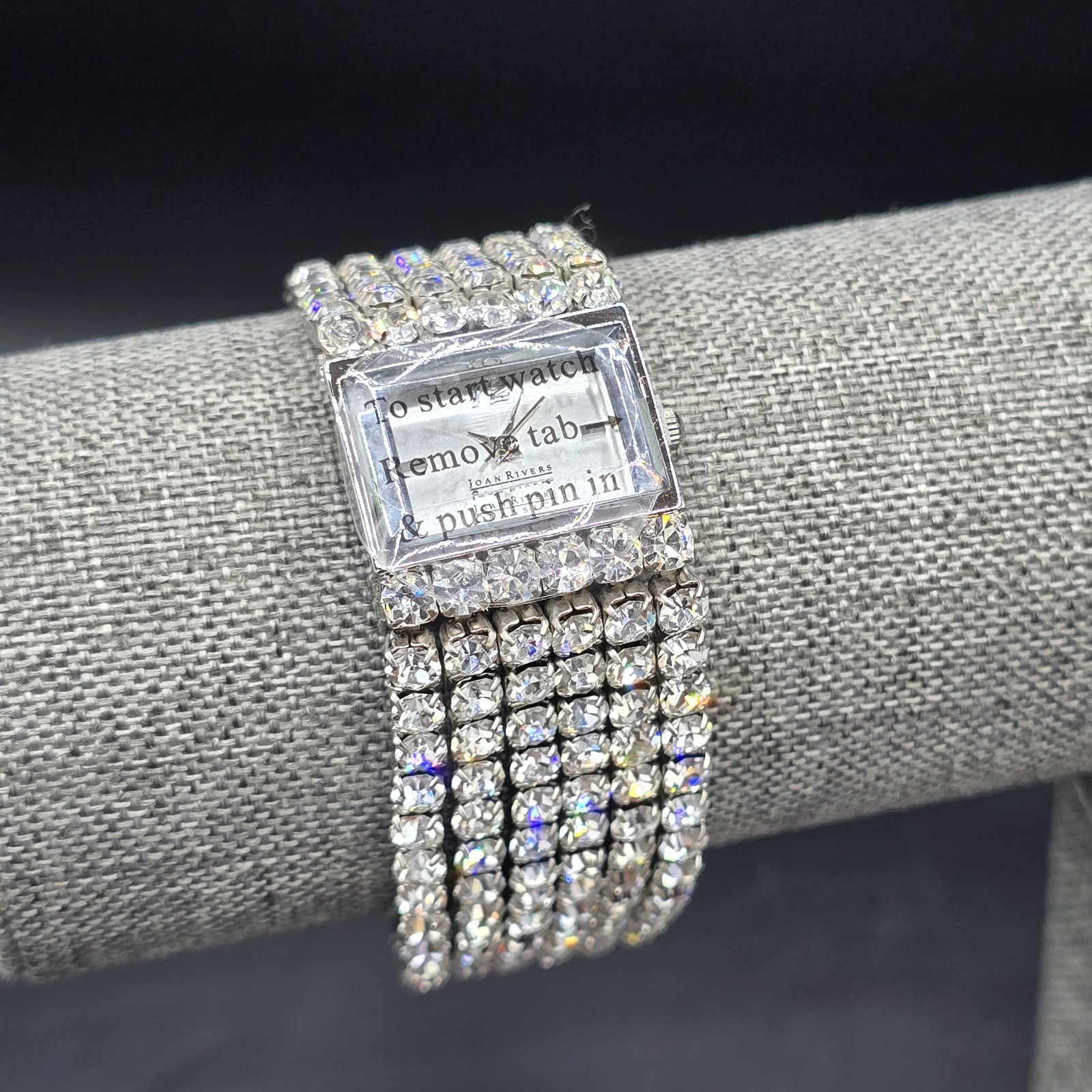 Joan Rivers Classics Rhinestone Watch 6–7” Quartz Bracelet w/ Box & Extra Links
