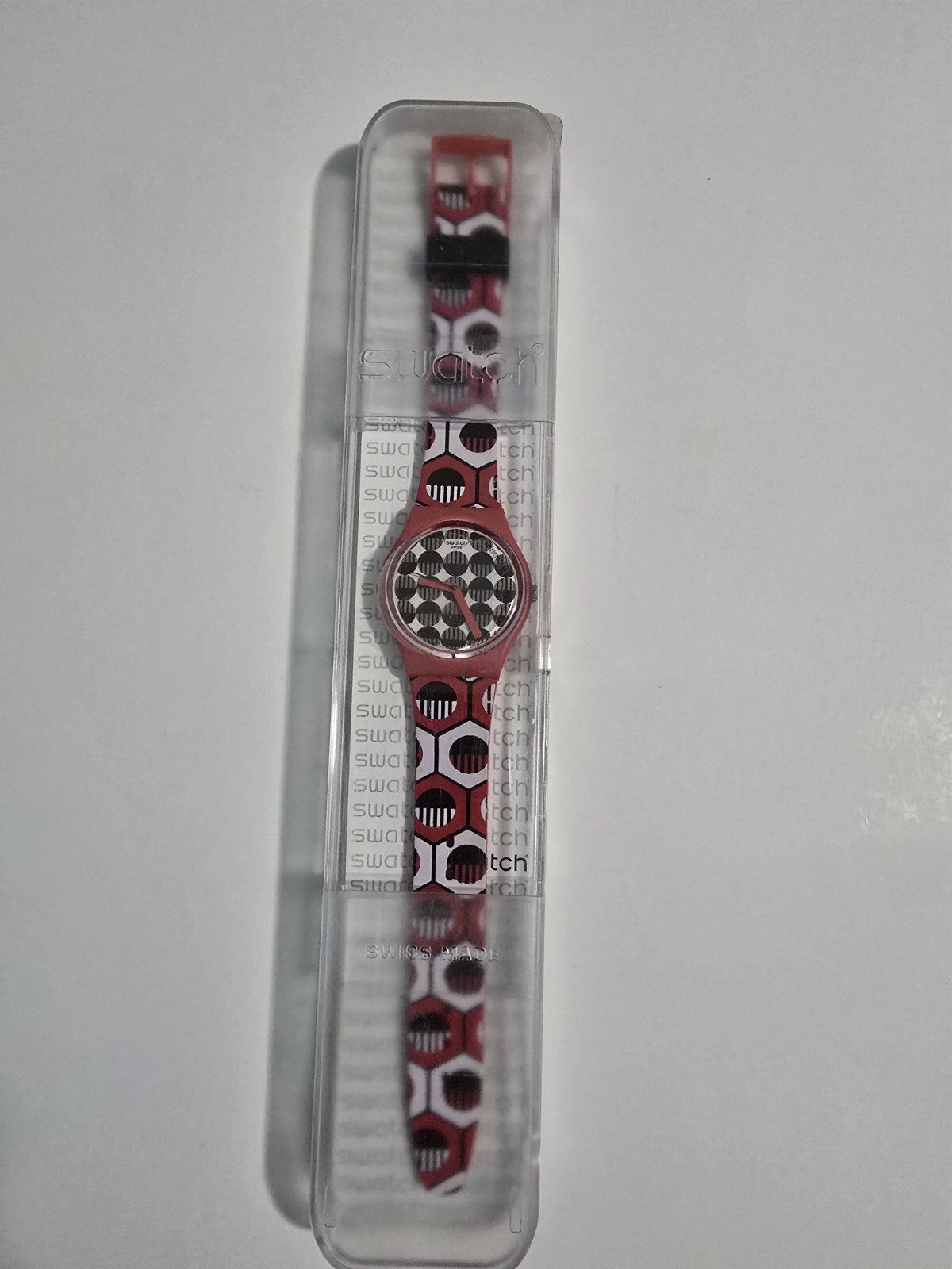 New Swatch Originals Swaiti Red Multicolor Silicone Watch 34mm GR163 $75