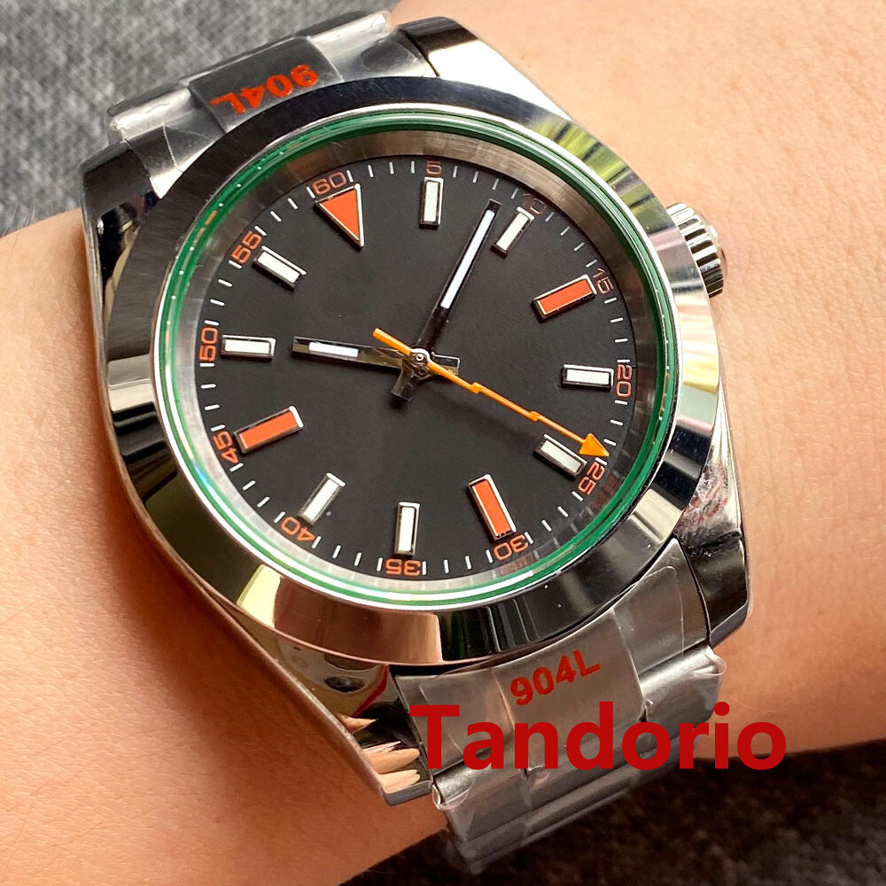 Polished 40mm BLIGER Black Dial Sapphire Glass MIYOTA PT5000 Automatic Men Watch