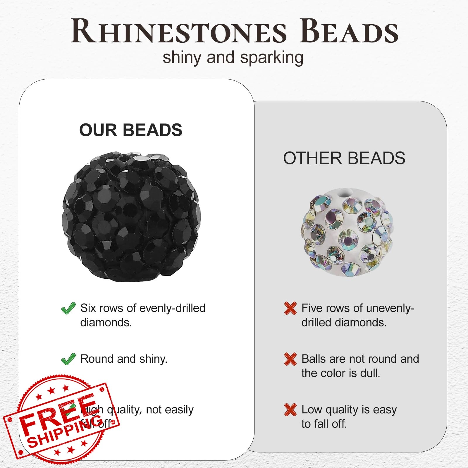novani 10mm Black Disco Ball Rhinestones