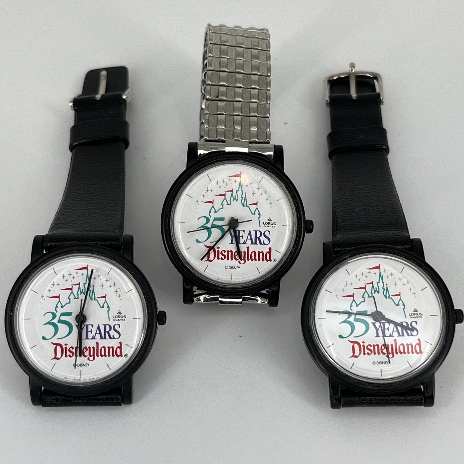 LOT OF 3 DISNEYLAND WATCHES 35 YEARS Walt Disney LORUS ALL RUNNING!