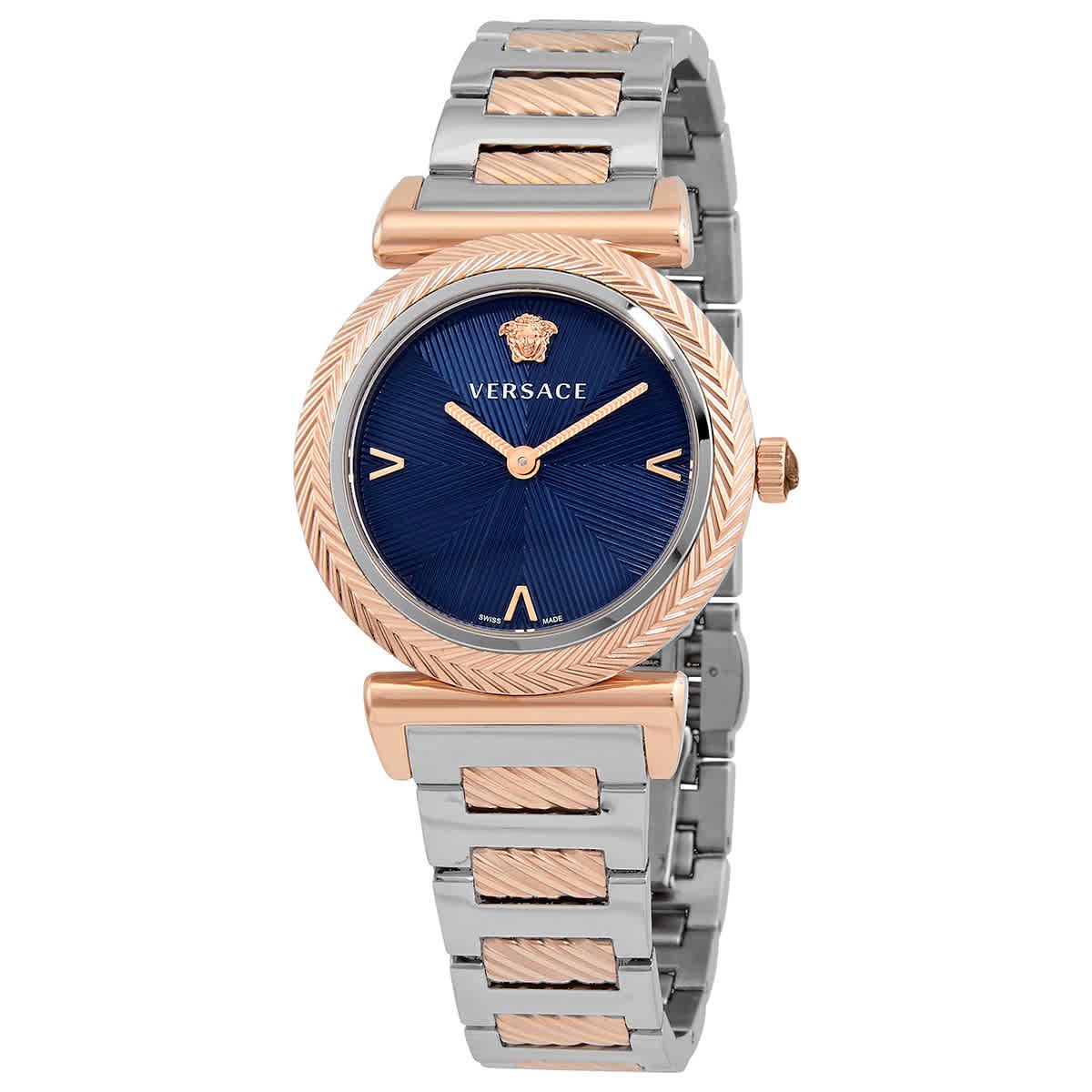 Versace V Motif Quartz Blue Dial Tw-toned Ladies Watch VERE02020