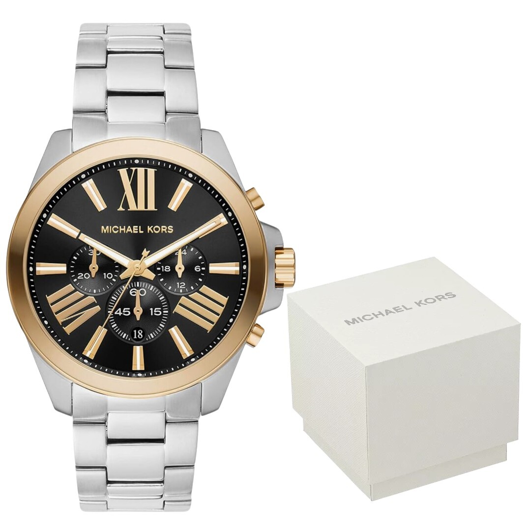 Michael Kors Wren Men’s Chronograph Two-tone Black Dial 44mm Watch MK8880