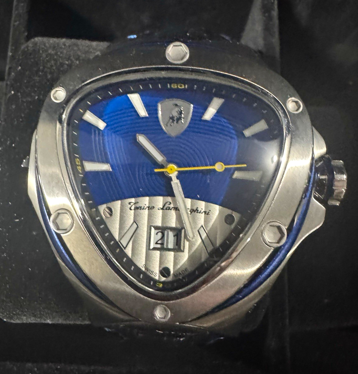 Tonino Lamborghini Spyder Men’s Quartz 100m Blue Dial Date SS/Leather 48mm