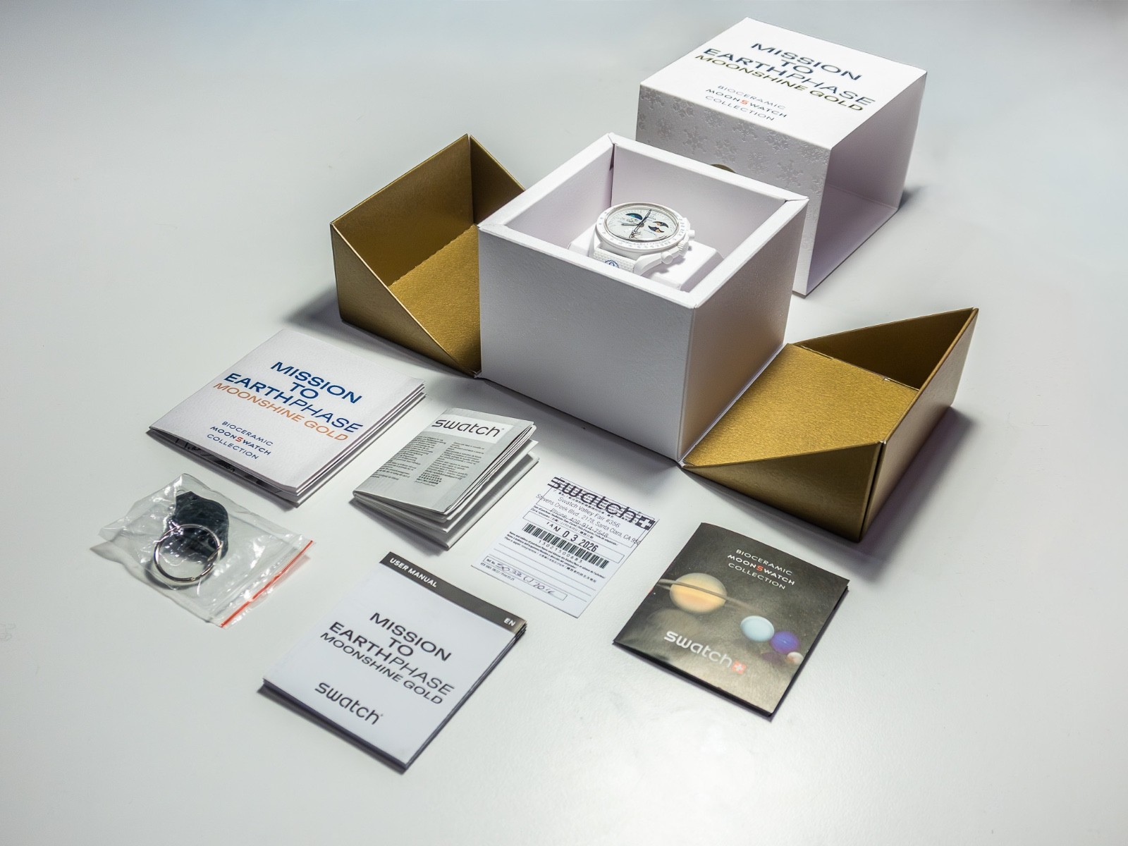 Omega x Swatch MISSION TO EARTHPHASE – MOONSHINE GOLD SO33W701L “Cold Moon”