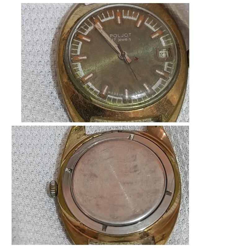Antique Boljot watch from the Soviet Union, mechanical, 17 jewels, gold plated