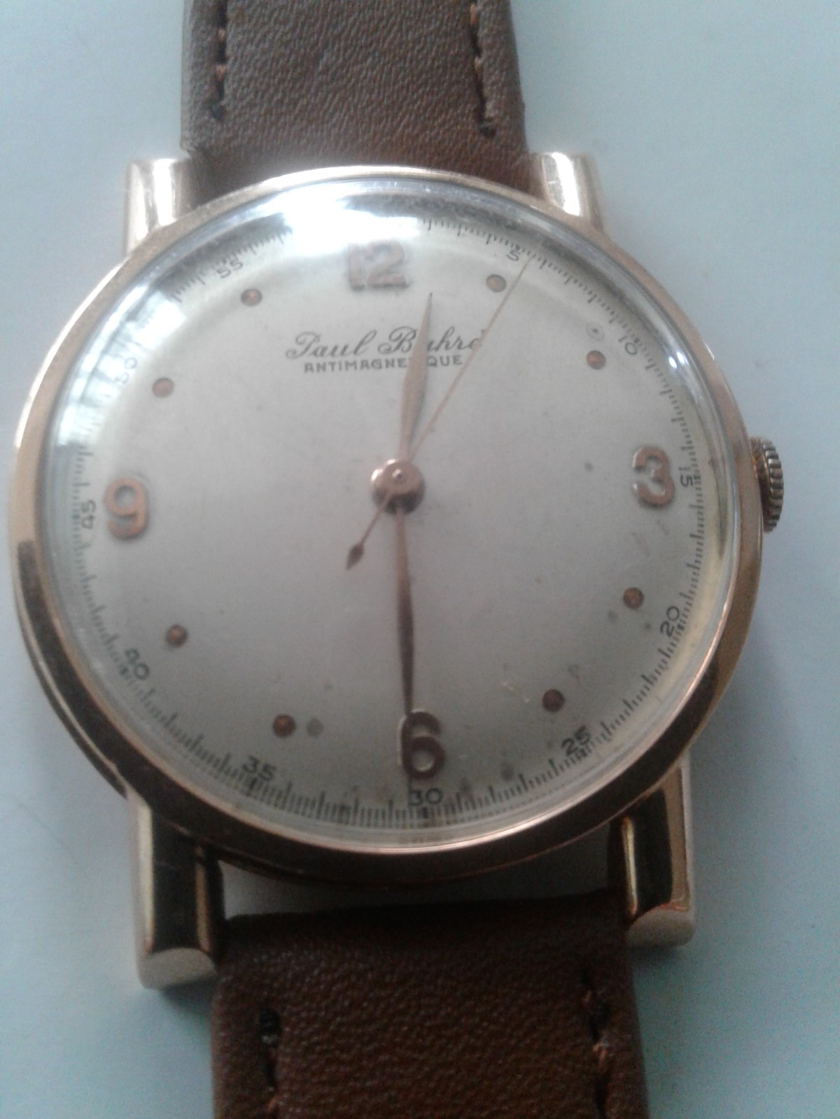 Vintage Paul Buhre 14K Gold Men’s WORKING Wristwatch w/ New Leather Band