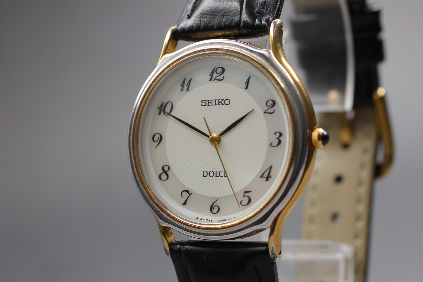 [Exc+5] Vintage SEIKO Dolce 5E31-6D60 32mm Quartz Gold White Dial Men’s Watch