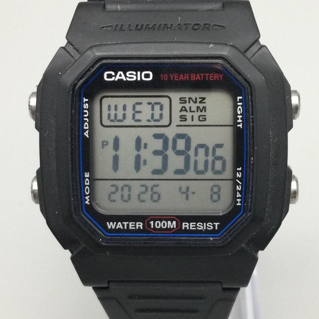 Casio 3240 W-800H Mens Watch 38mm Digital Black Resin Illuminator Square Dial