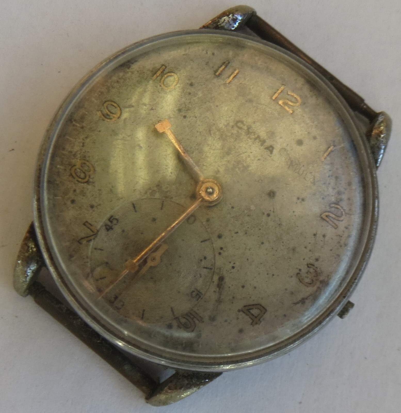 Cyma mens wristwatch nickel chromiun case load manual 35,5 mm. in diameter
