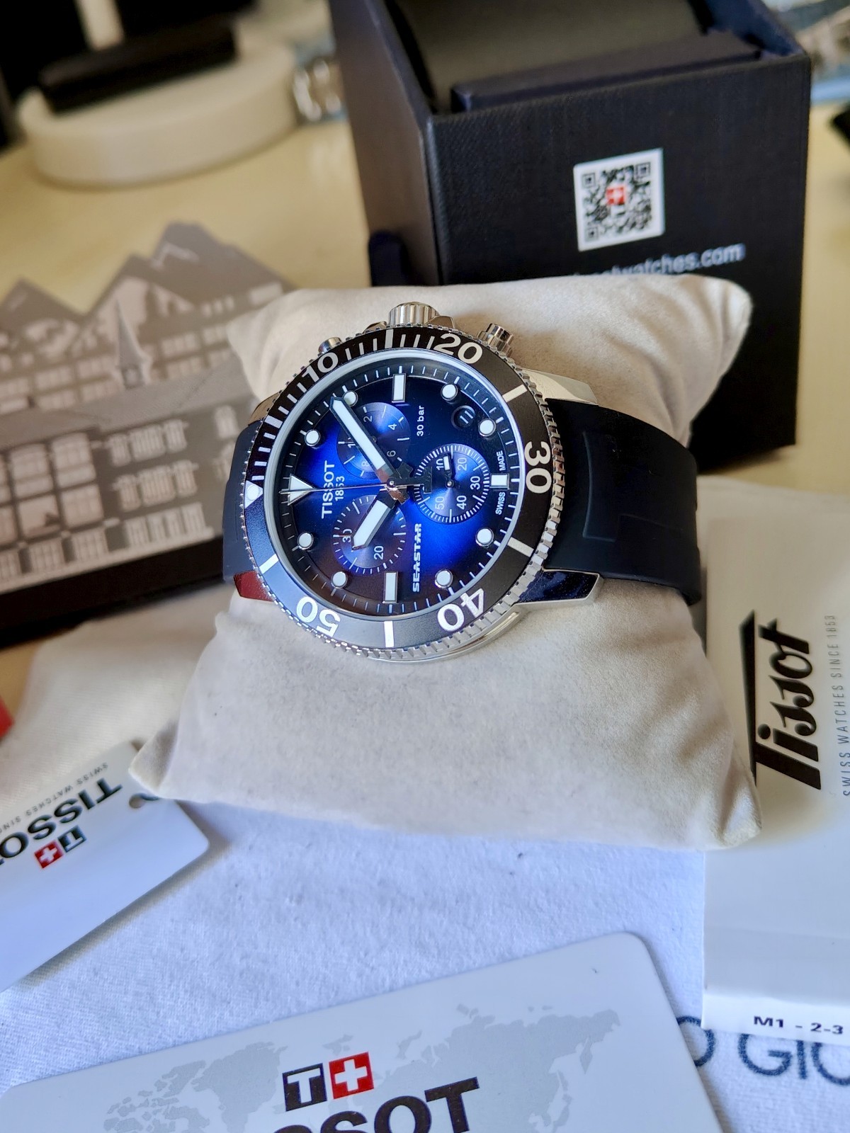 Tissot Seastar 1000 T-Sport Steel Men’s Chronograph Blue Black Dial Diver 300m