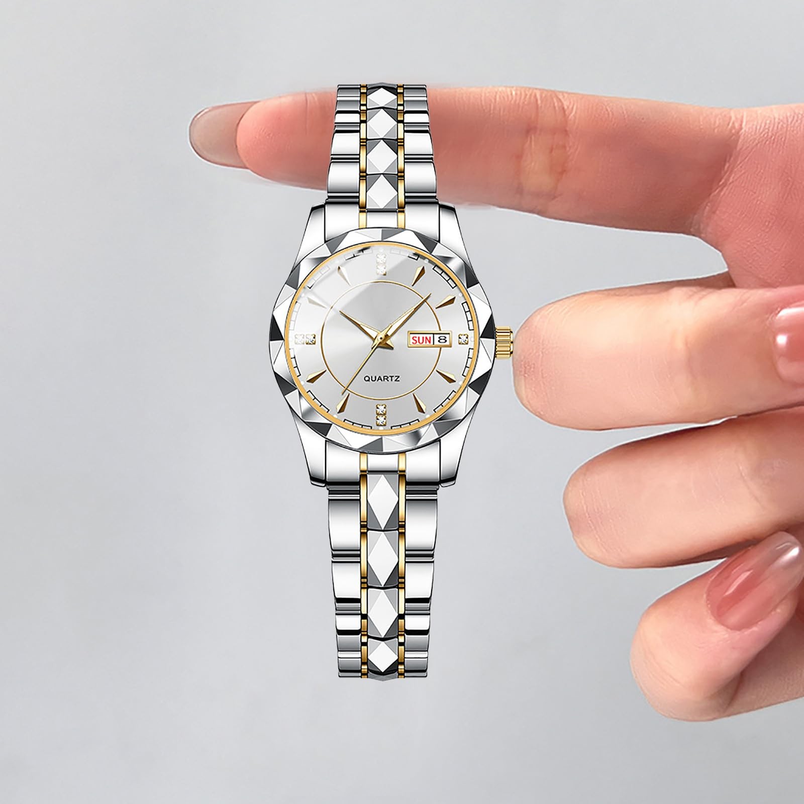 Classic Business Ladies Wrist Watch Luxury Waterproof Calendar Stainless Stee…
