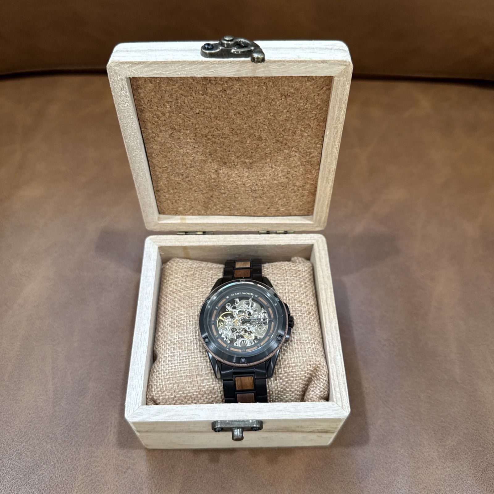 AvantWood Carbon Heritage Skeleton Dial Automatic Mechanical Wood/Metal Watch