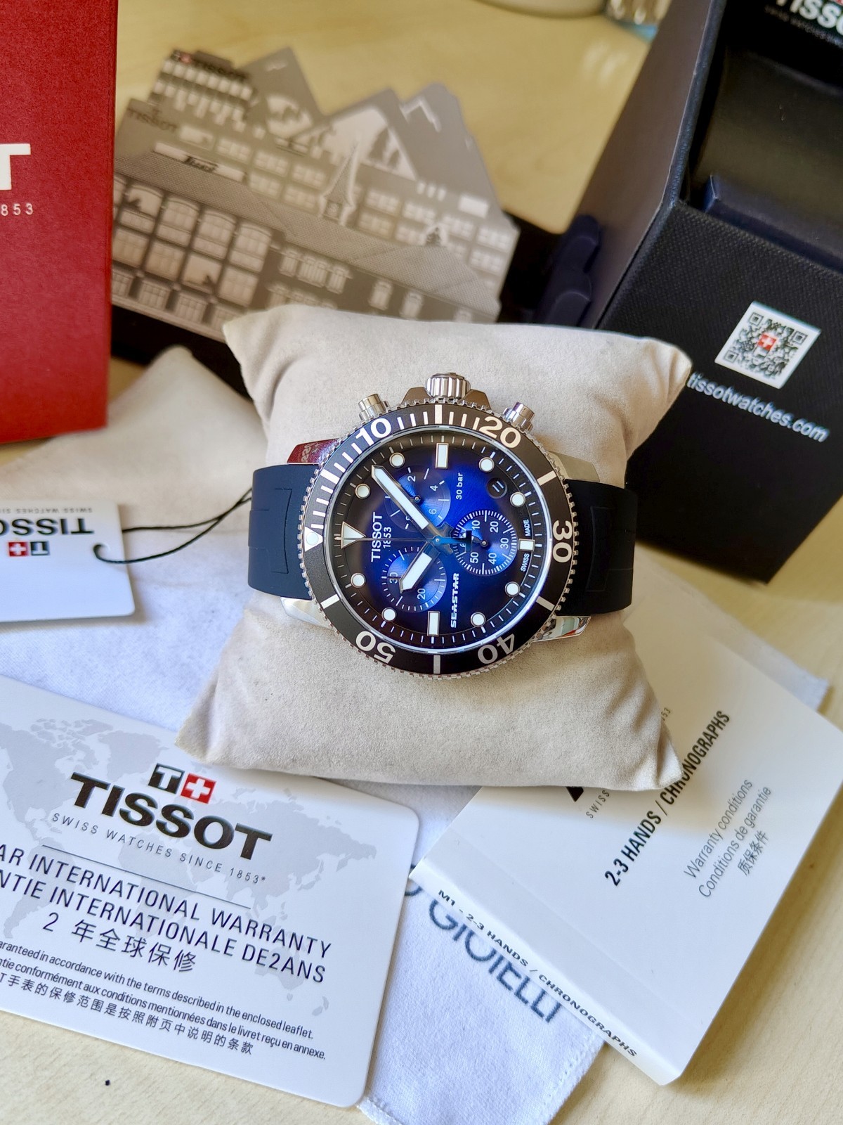 Tissot Seastar 1000 T-Sport Steel Men’s Chronograph Blue Black Dial Diver 300m