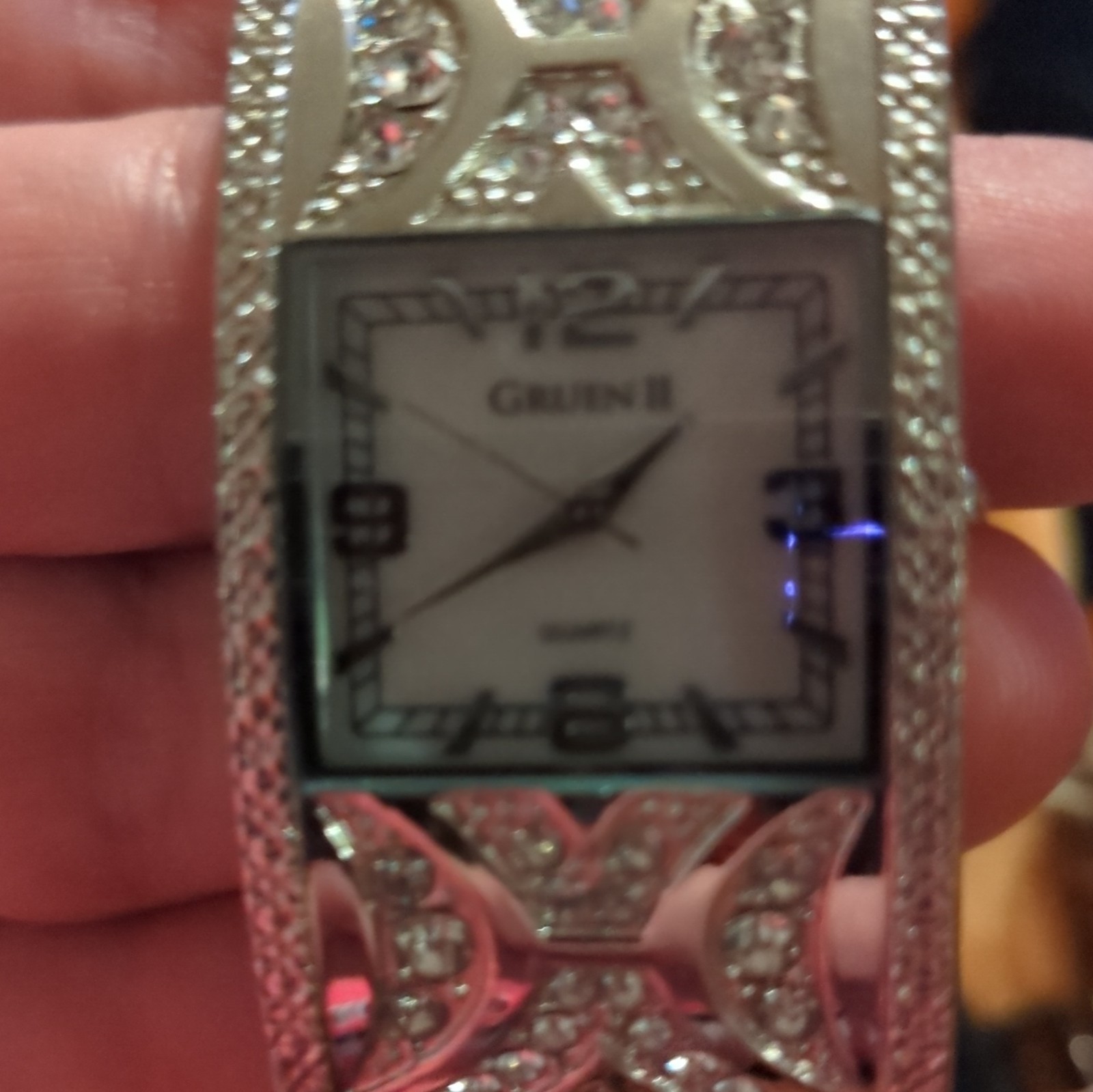 Gruen Gruen II Women’s Quartz Silver Tone Bangle Analog Rectangle Dress Watch