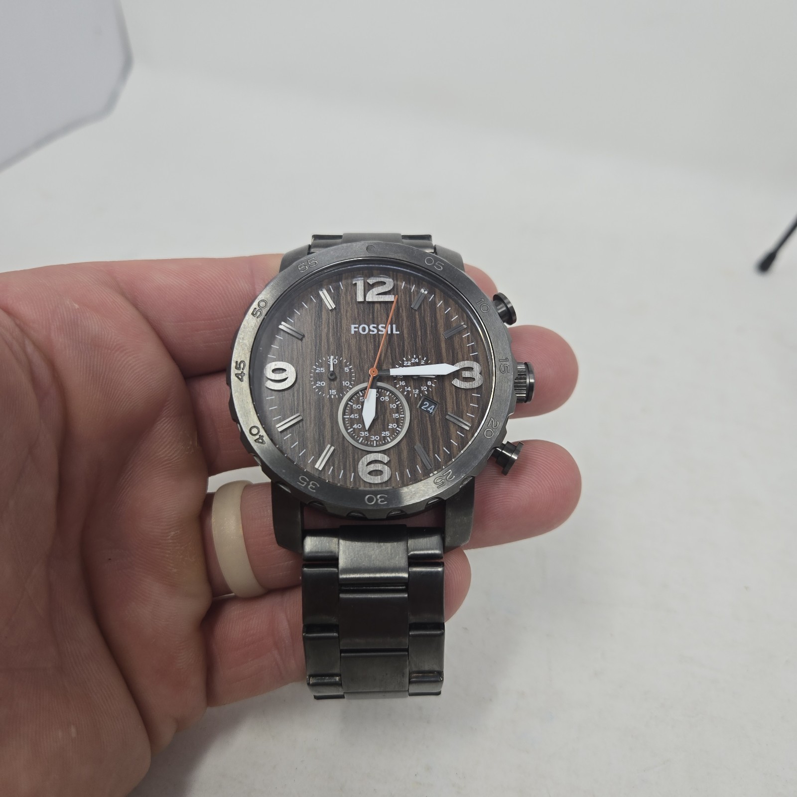 Fossil Nate Watch JR1355 Chronograph Date 50mm New Battery Quartz Analog