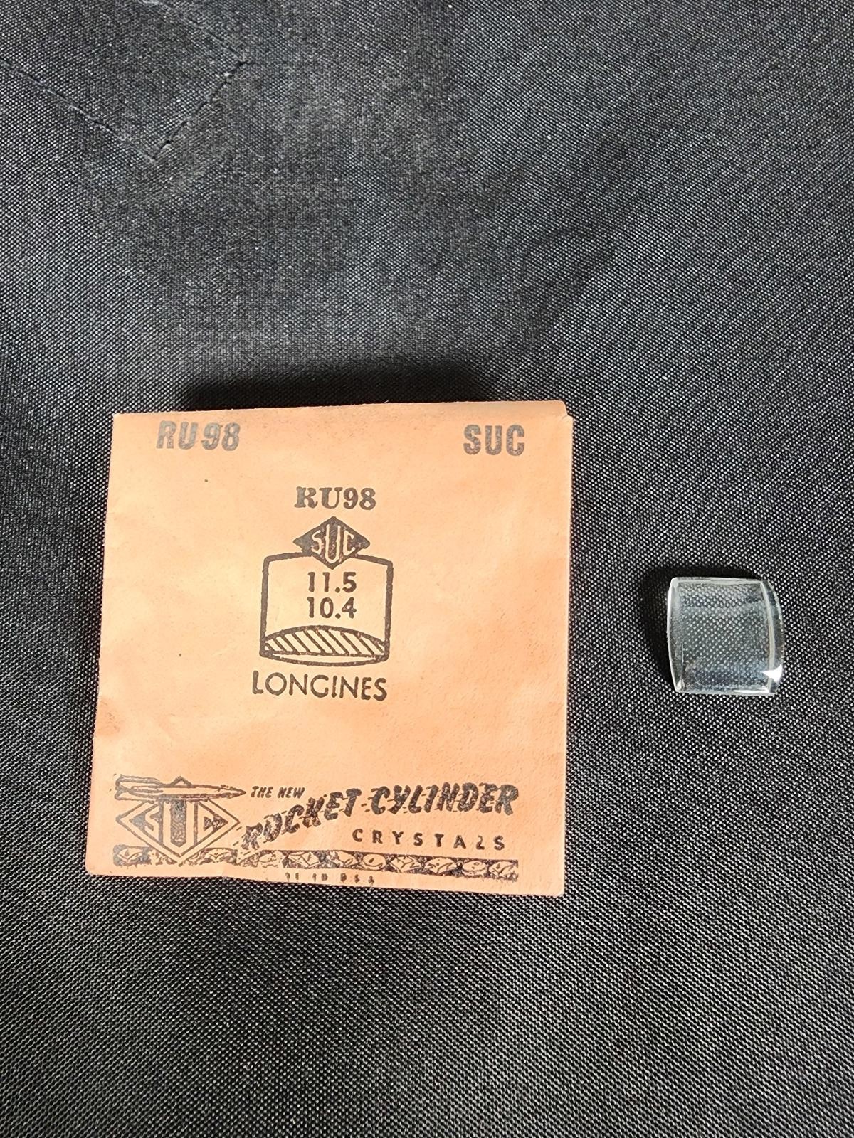 Longines 11.5 x 10.4 SUC Watch Crystal Vintage Rocket Cylinder Replacement
