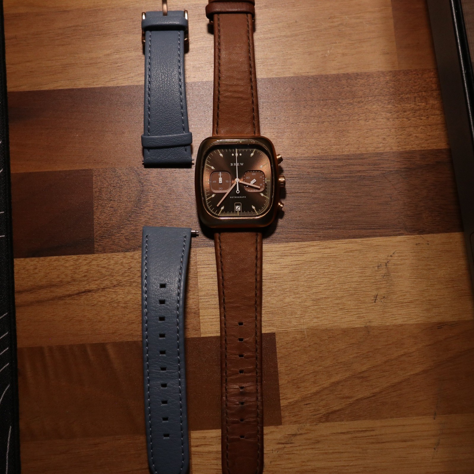 Brew Retrograph Watch OS Espresso Vintage Style Meca-Quartz Chronograph