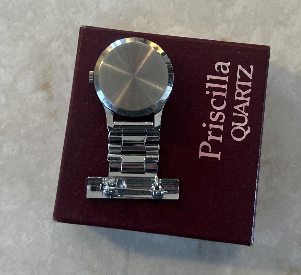Hamilton Priscilla Quartz Ladies Watch Pin Lapel FAST SHIPPING CHROME VNTG READ