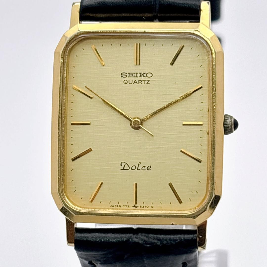 NEW battery SEIKO Dolce 7731-5240 Vintage Gold Quartz Men’s Watch JAPAN