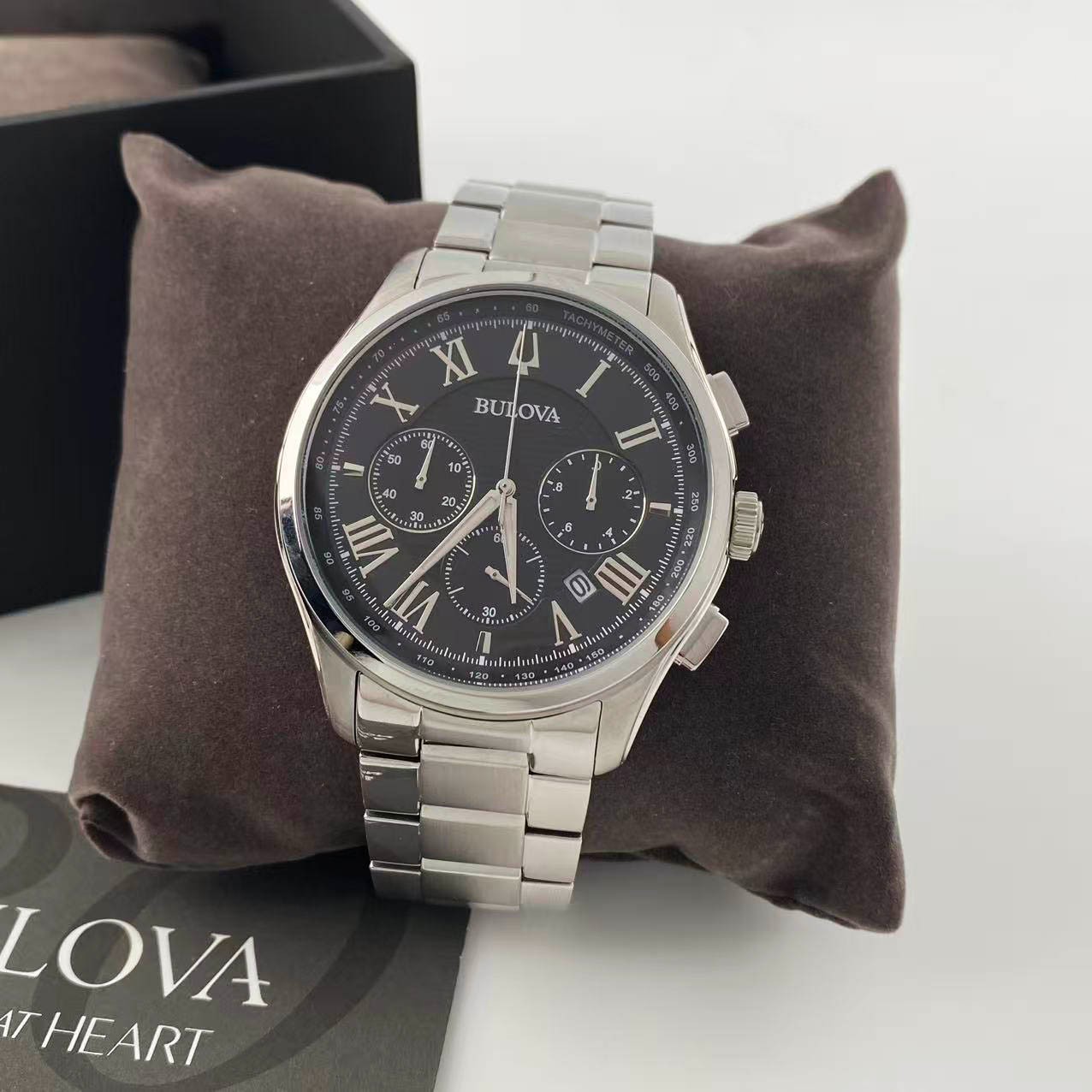 New Bulova Wilton 96B288 Stainless Steel Men’s Chronograph Quartz Watch 46.5 mm