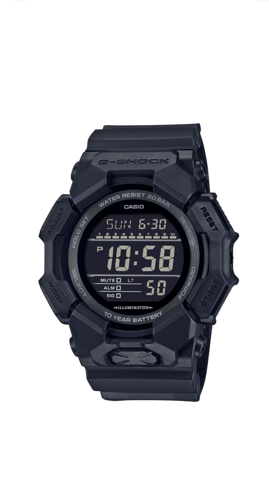 Casio Men’s Watch G-Shock World Time Black Digital Dial Resin Strap GD010-1A1