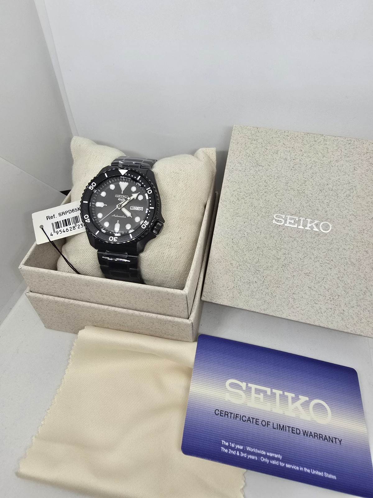 Seiko 5 Gents Automatic SRPD65K1 BLACK DIAL Black Case Watch 370