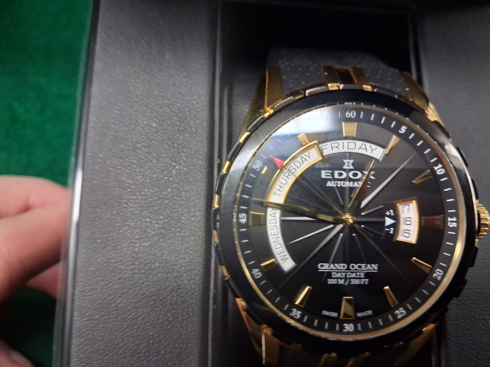 Edox Grand Ocean Automatic Men’s Black Dial Watch 83006 date/day swiss made USED