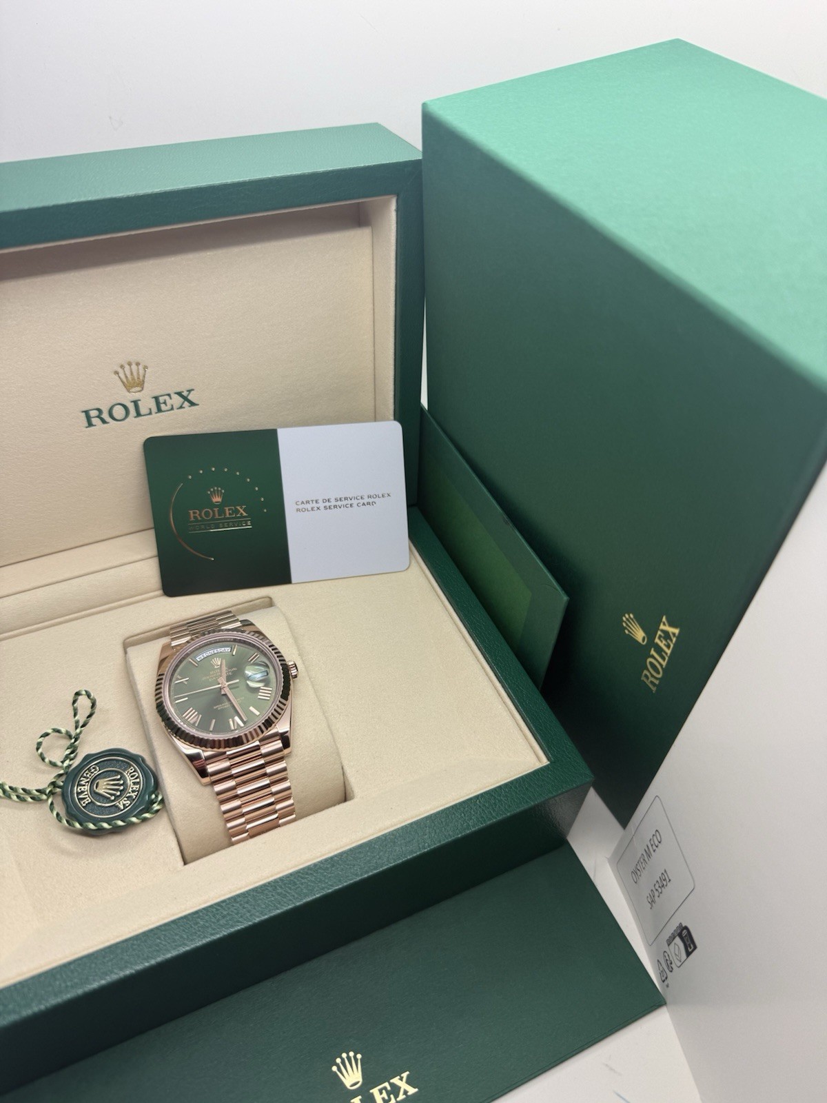 Rolex Day Date President Rose Gold Green Olive 40mm Auto Watch 228235 *2026 RSC*