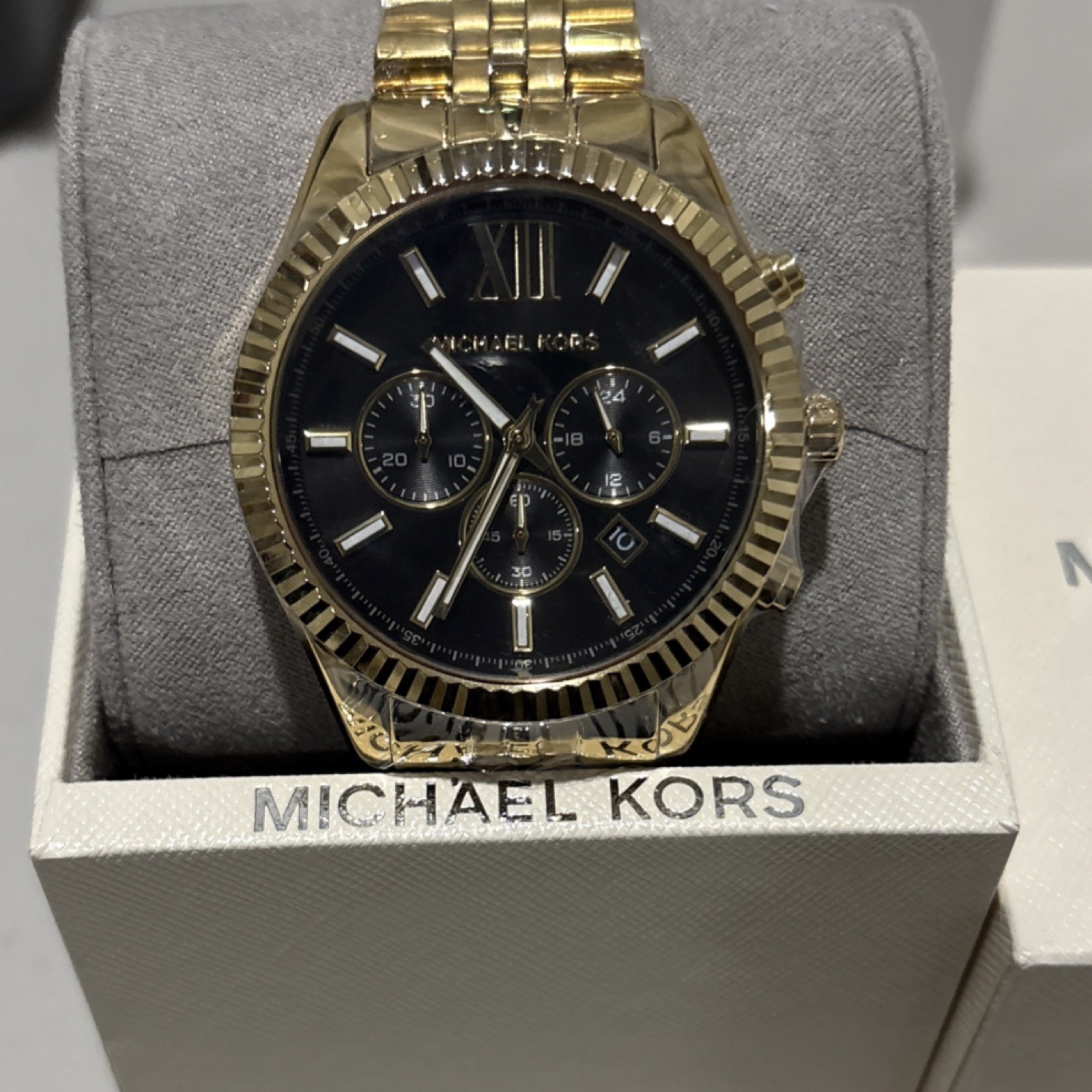 Michael Kors Men’s Gold-Tone Chronograph Black Dial Wristwatch MK8286