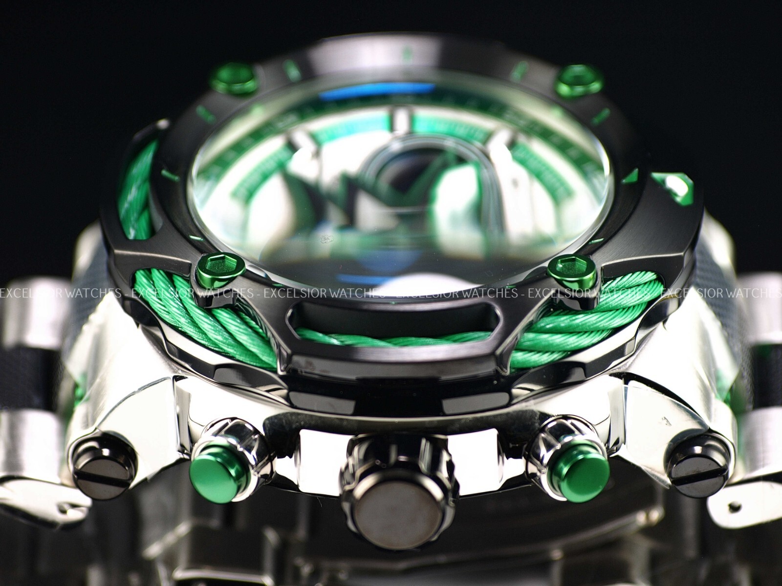 NWD Invicta 60mm Mens NHL DALLAS STARS BOLT Swiss Quartz Chronograph TT SS Watch